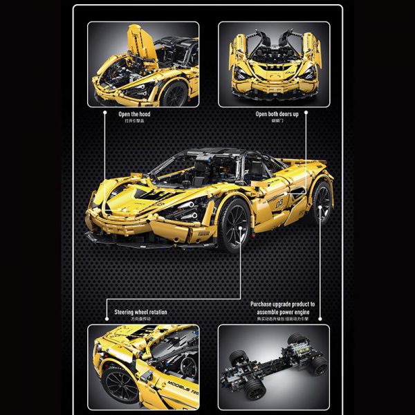 APP RC Technic Series Bricks Gold McLaren P1 720S Motor Function City Racing Car Model Kit 1 - MOULD KING