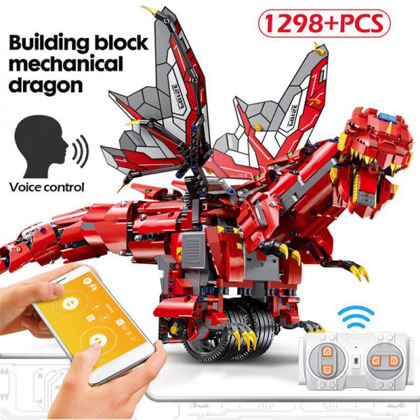 RC Building Blocks Dragon 13029 APP Remote Control Programming Dinosaur Animal Bricks Technic Build Bricks Education - MOULD KING