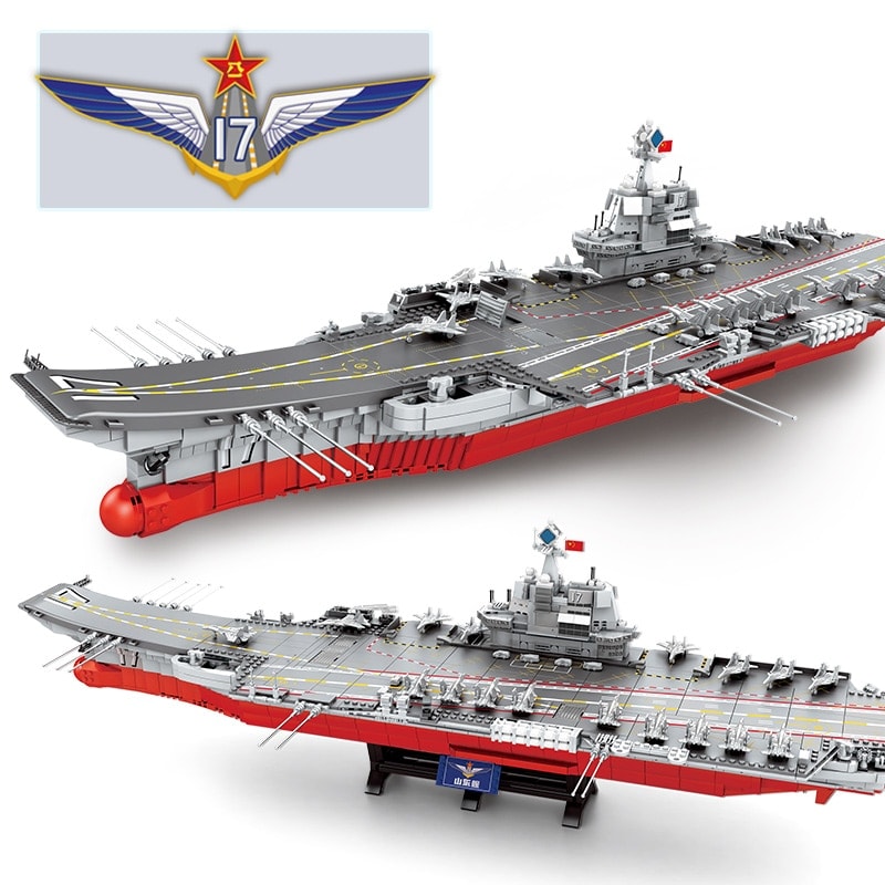 sembo 202001 pla navy shandong 1350 military aircraft battleship 6307 - MOULD KING