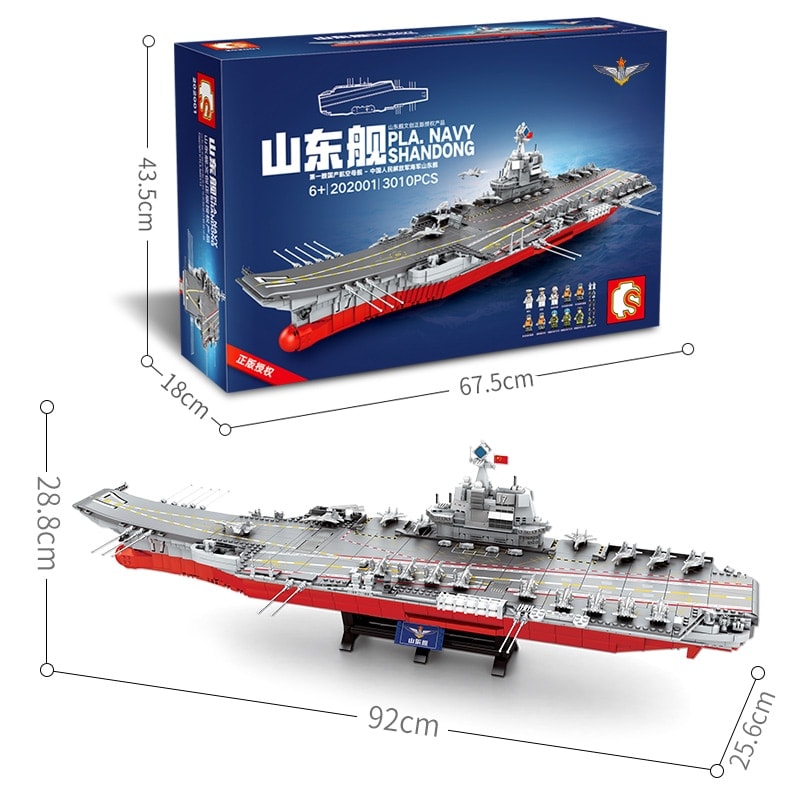 sembo 202001 pla navy shandong 1350 military aircraft battleship 6392 - MOULD KING
