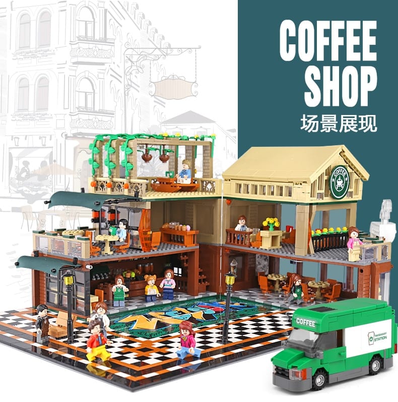 sembo 601093 aroma coffee shop modular building 3215 - MOULD KING