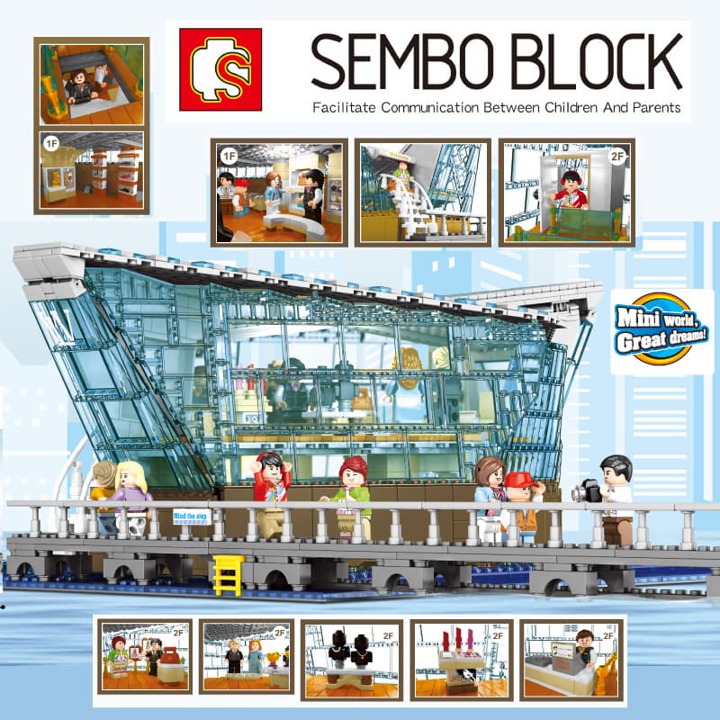 sembo 601099 singapore lv flagship clothing and jewelry store with led light 7523 - MOULD KING