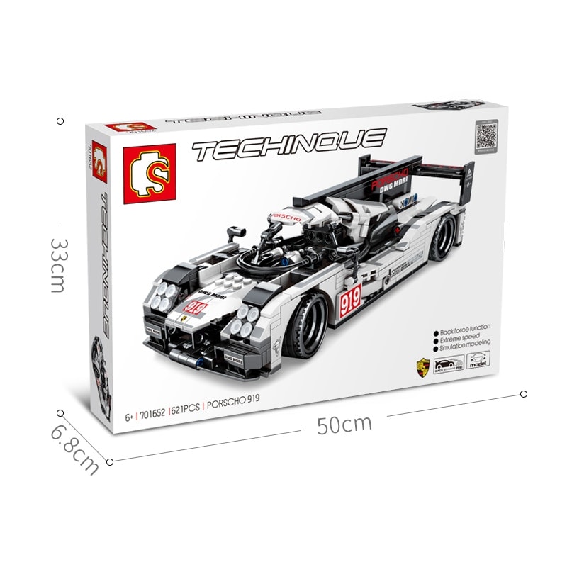 sembo 701652 porsche 919 pull back racing car 1843 - MOULD KING