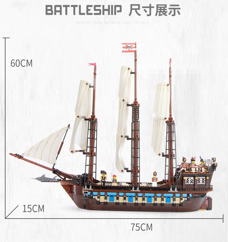 sy 1201 king 83038 pirates of the caribbean imperial flagship compatible moc 10210 8042 - MOULD KING