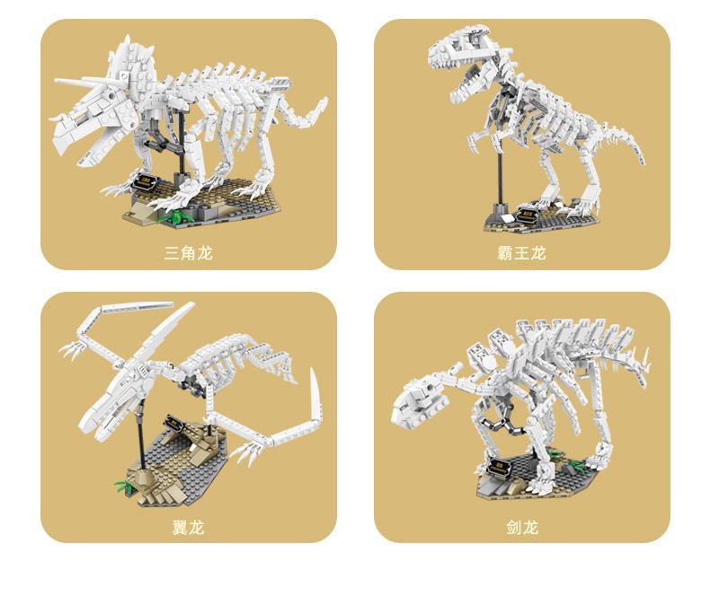 KAZI 80030-80033 Leuchtendes Dinosaurier-Fossil mit 400 Teilen