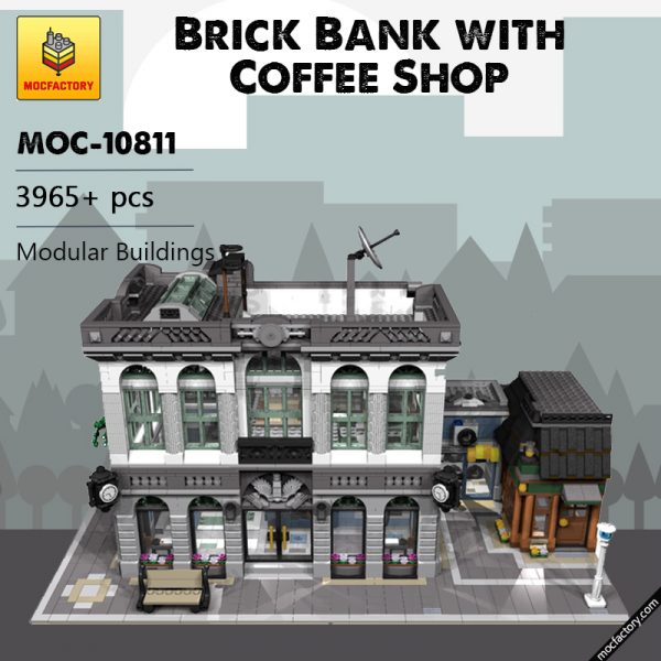 MOC 10811 Brick Bank with Coffee Shop Modular Buildings by dagupa MOC FACTORY - MOULD KING