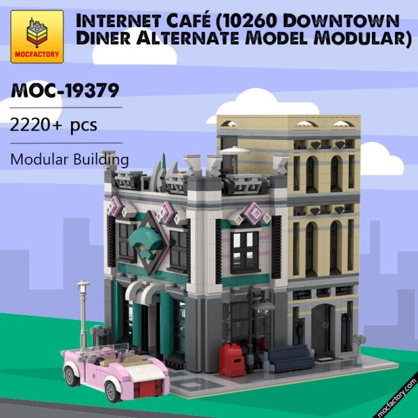 MOC 19379 Internet Cafe 10260 Downtown Diner Alternate Model Modular Modular Building by Huaojozu MOC FACTORY - MOULD KING
