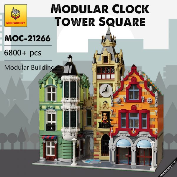MOC 21266 Modular Clock Tower Square Modular Buildings by bricksandtiles MOC FACTORY - MOULD KING