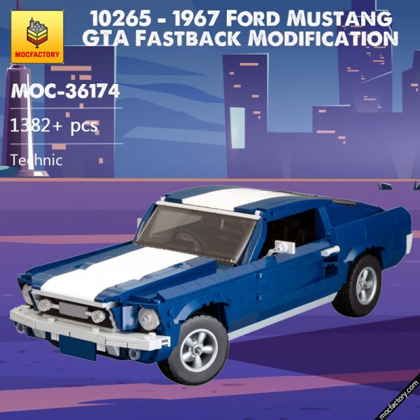 MOC 36174 10265 1967 Ford Mustang GTA Fastback Modification Technic by NikolayFX MOC FACTORY - MOULD KING