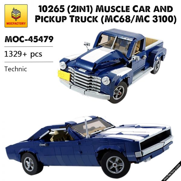 MOC 45479 10265 2in1 Muscle Car and Pickup Truck MC68MC 3100 Technic by firas legocars MOC FACTORY - MOULD KING