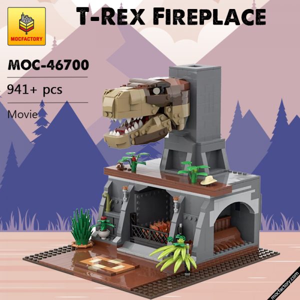 MOC 46700 T Rex Fireplace Jurassic Park Movie by emil mu MOC FACTORY - MOULD KING