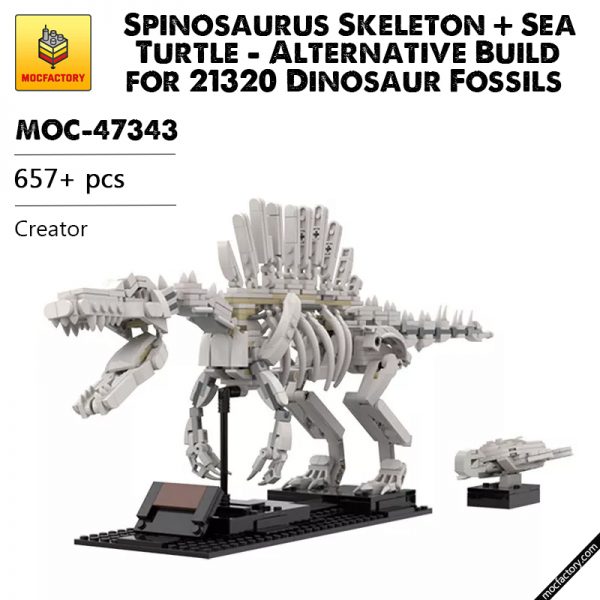 MOC 47343 Spinosaurus Skeleton Sea Turtle Alternative Build for 21320 Dinosaur Fossils Creator by S7evinDE MOC FACTORY - MOULD KING