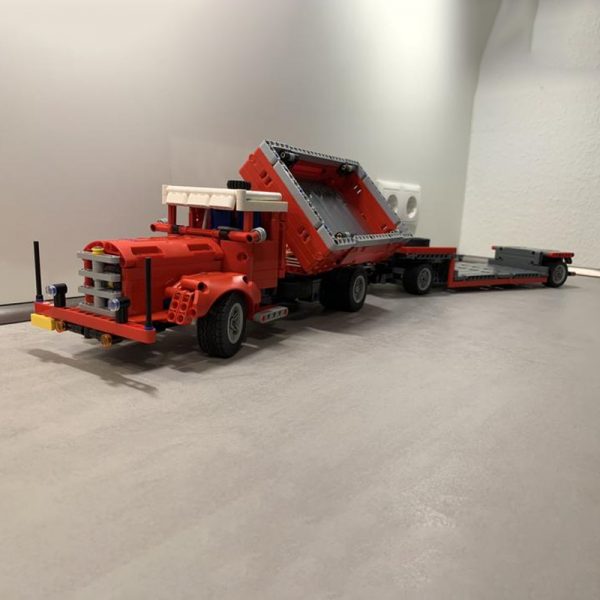 MOC 47757 Side Dumper Truck with Low Loader Trailer Bussing 42098 C Model Technic by time hh MOC FACTORY 5 - MOULD KING