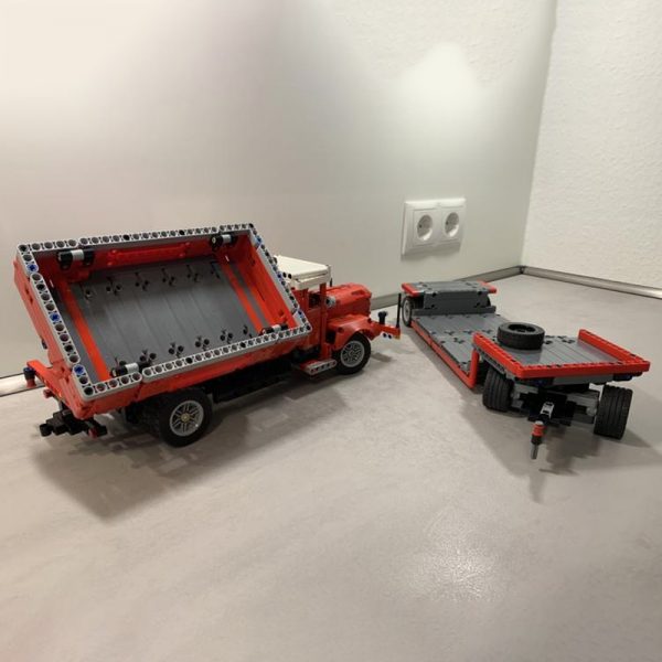 MOC 47757 Side Dumper Truck with Low Loader Trailer Bussing 42098 C Model Technic by time hh MOC FACTORY 6 - MOULD KING