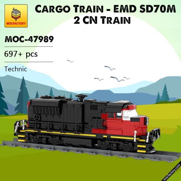 MOC 47989 Cargo Train EMD SD70M 2 CN Train Technic by Oninino MOC FACTORY - MOULD KING