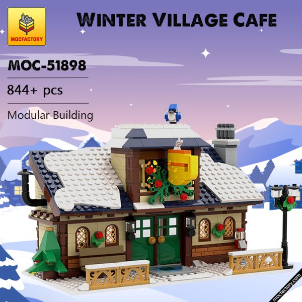 MOC 51898 Winter Village Cafe Modular Building by brick monster MOC FACTORY - MOULD KING