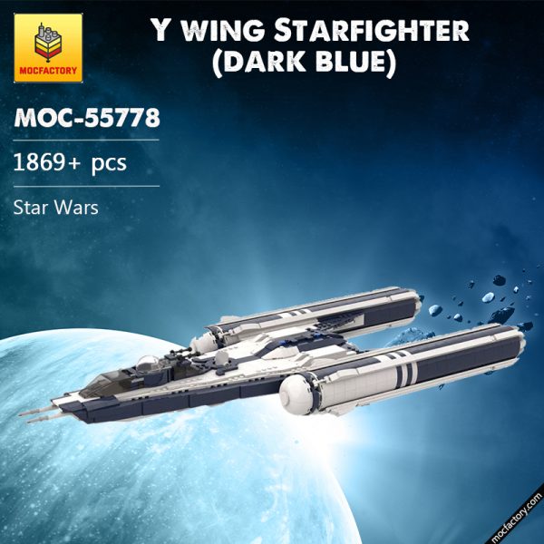MOC 55778 Y wing Starfighter dark blue Star Wars by starwarsfan66 MOC FACTORY - MOULD KING