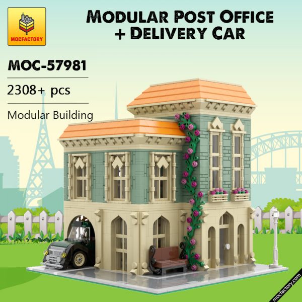 MOC 57981 Modular Post Office Delivery Car Modular Building by MOCExpert MOC FACTORY - MOULD KING
