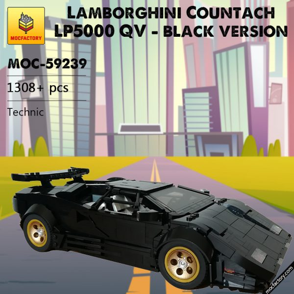 MOC 59239 Lamborghini Countach LP5000 QV Black version Technic by Rastacoco MOC FACTORY - MOULD KING