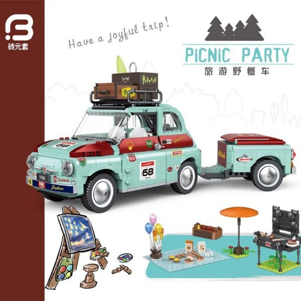 moc factory 19002 travel picnic car fiat 500 211350 - MOULD KING