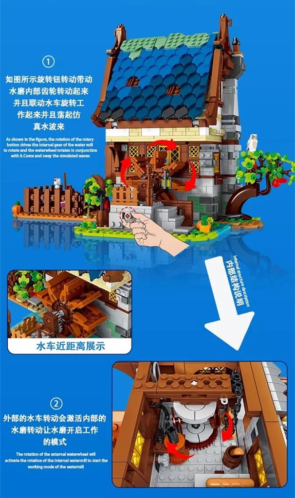 URGE 50104 Medieval Town Water Mill with 2053 pieces