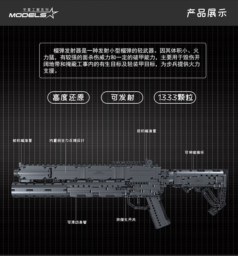 Mould King 14014 Grenade Toygun with 1333 pieces