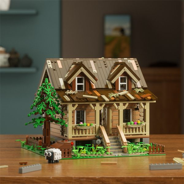 Modular Building FUNWHOLE FH9001 Wood Cabin with Light parts 1 - MOULD KING