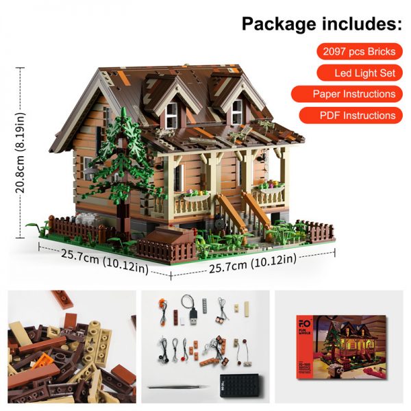 Modular Building FUNWHOLE FH9001 Wood Cabin with Light parts 2 - MOULD KING