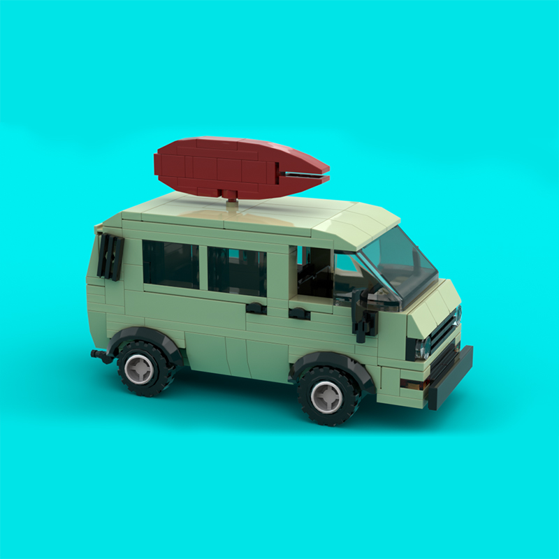 MOC-101026 Stranger Things Surfer Boy Pizza Van with 244 Pieces