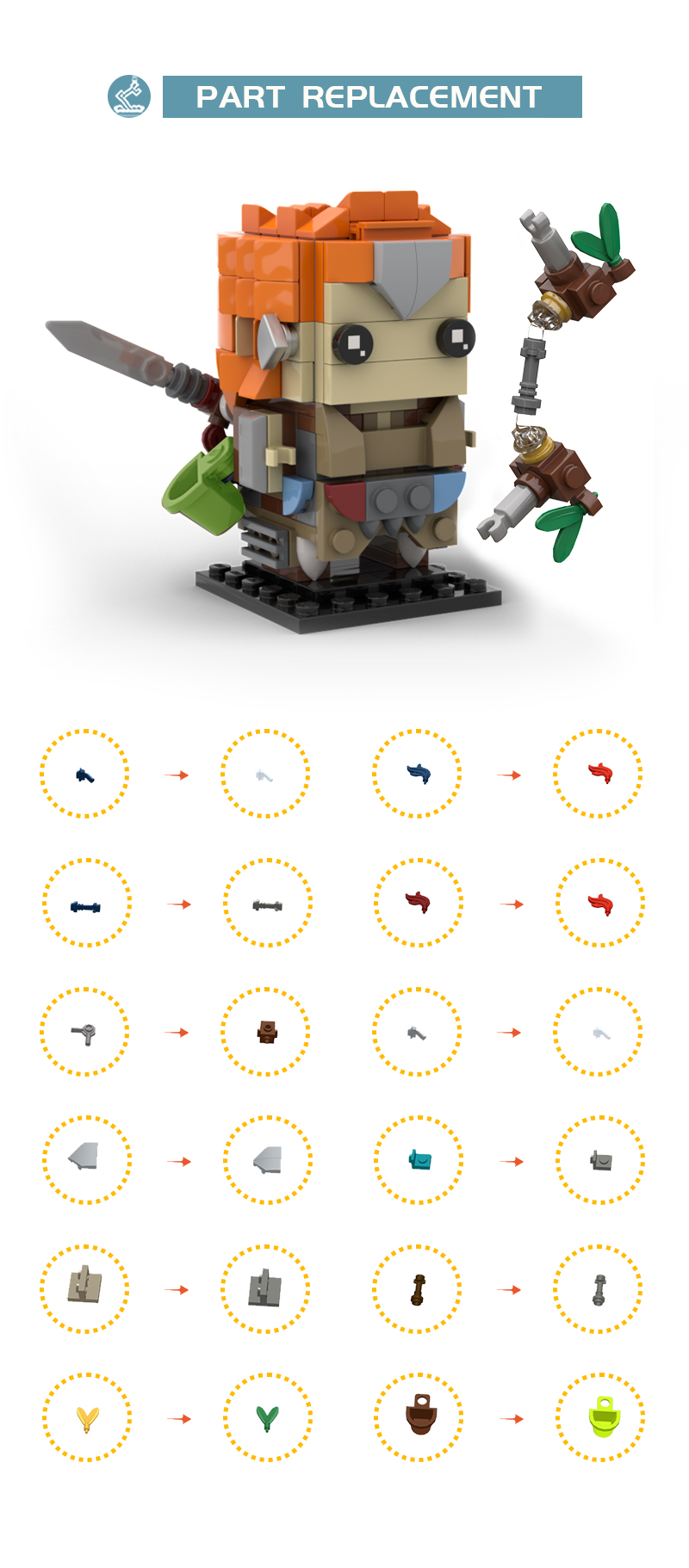 MOC-116898 ALOY Brickheadz – HZD / HFW with 246 Pieces