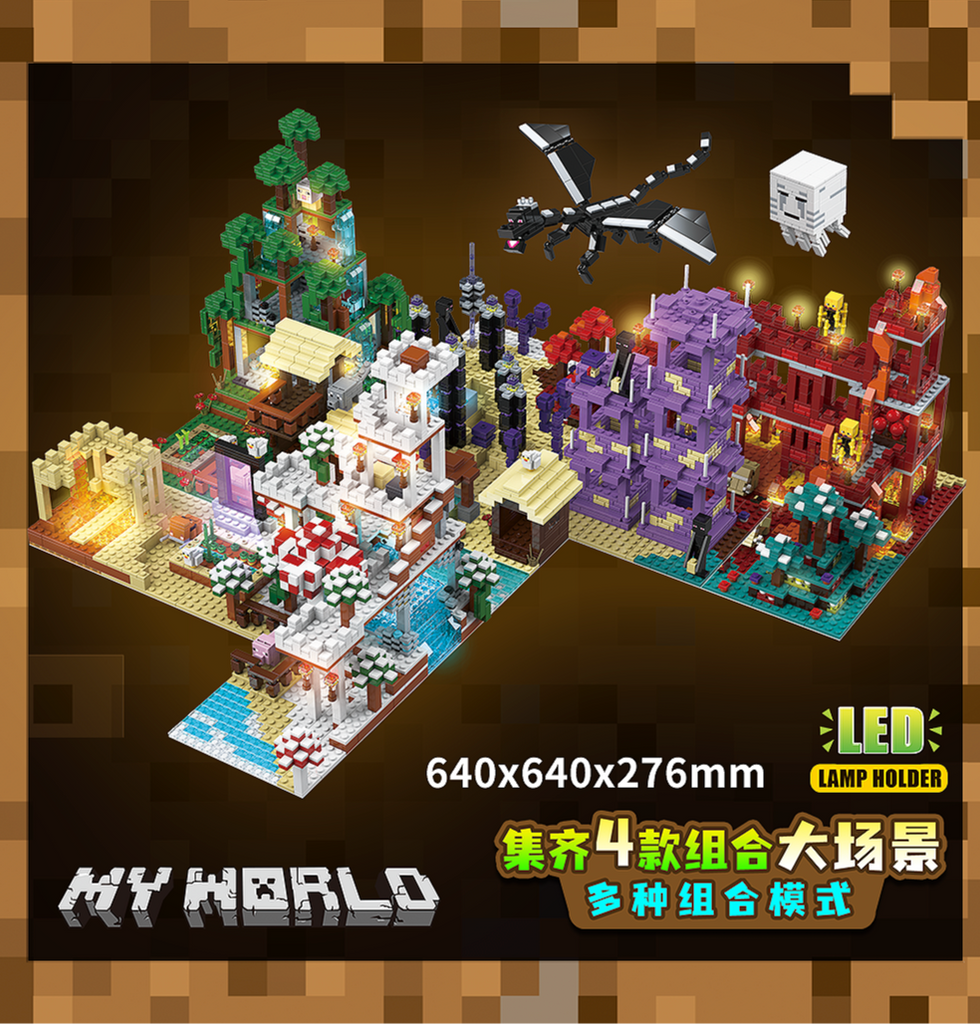 Quan Quan 735 My World Ngôi Làng Tuyết Có Đèn Với 2148 Mảnh Ghép 4 - MOLD KING Quan Guan 735 My World Snow Village with Lights With 2148 Pieces