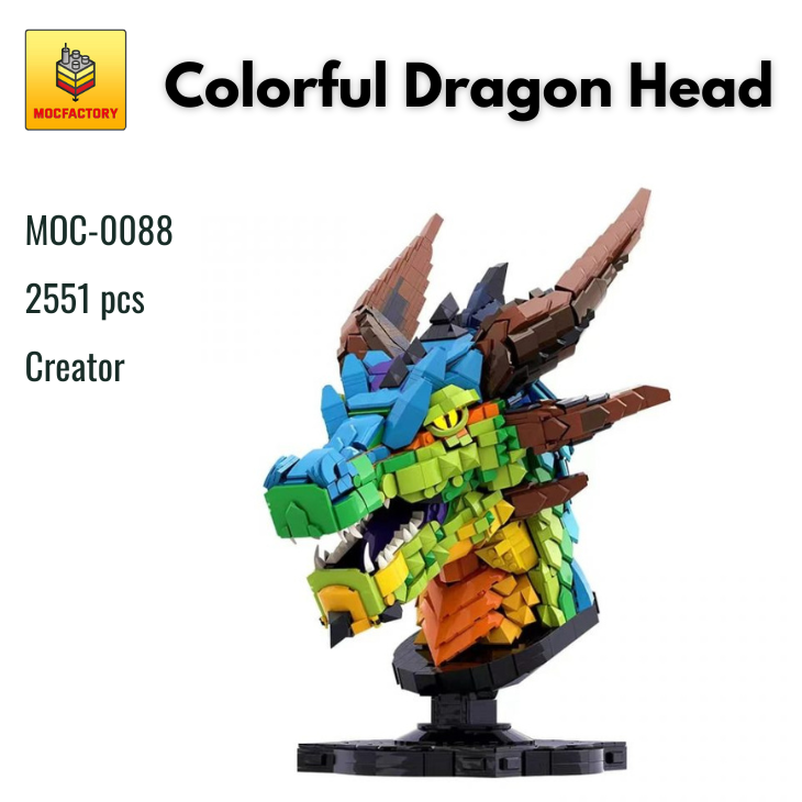 MOC 0088 Colorful Dragon Head With 2551 Pieces