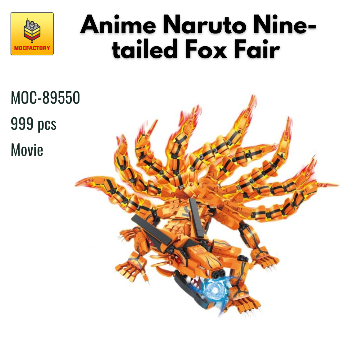 MOC-89550 Anime Naruto Nine-tailed Fox Fair With 999 Pieces