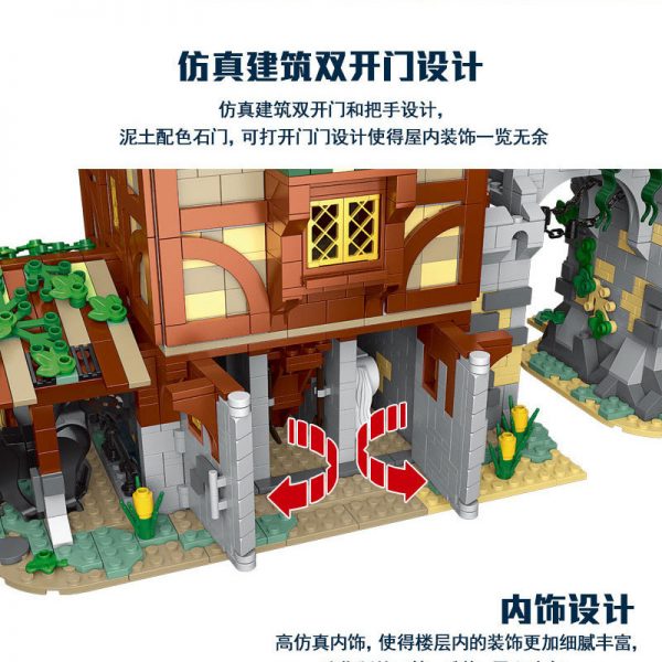 Modular Building Mork 033001 MEDIEVAL Medieval Guard Tower and Stable 4 - MOULD KING