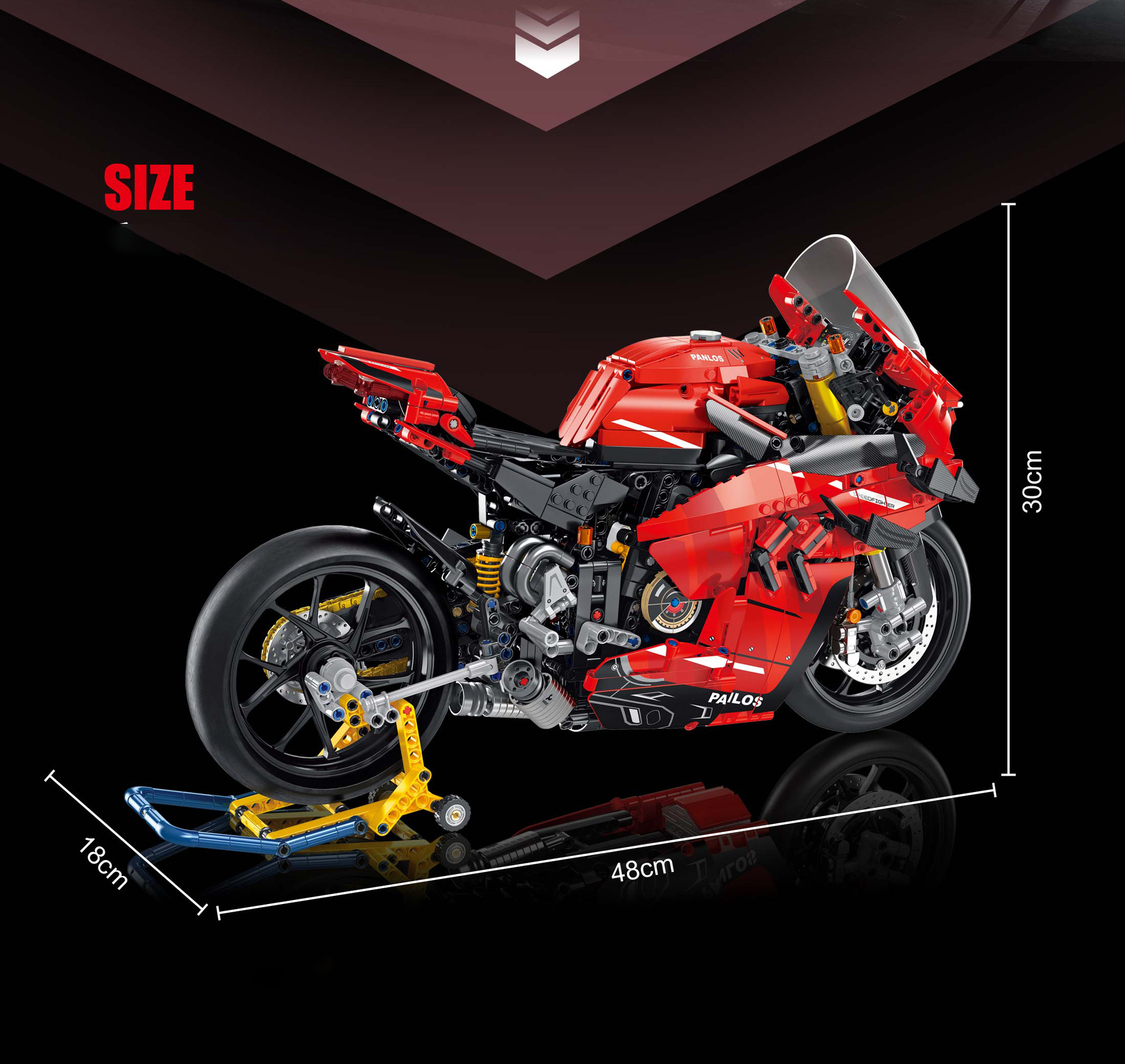 PANLOS 672101 1:5 Red Ducati V4S Motorcycle With 2098 Pieces