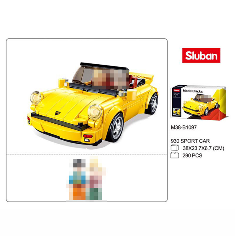 Sluban M38-B1097 Speed Champions Yellow 930 Racers Sports Car With 290 Pieces