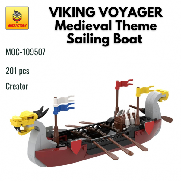 MOC 109507 Creator VIKING VOYAGER Medieval Theme Sailing Boat MOC FACTORY - MOULD KING