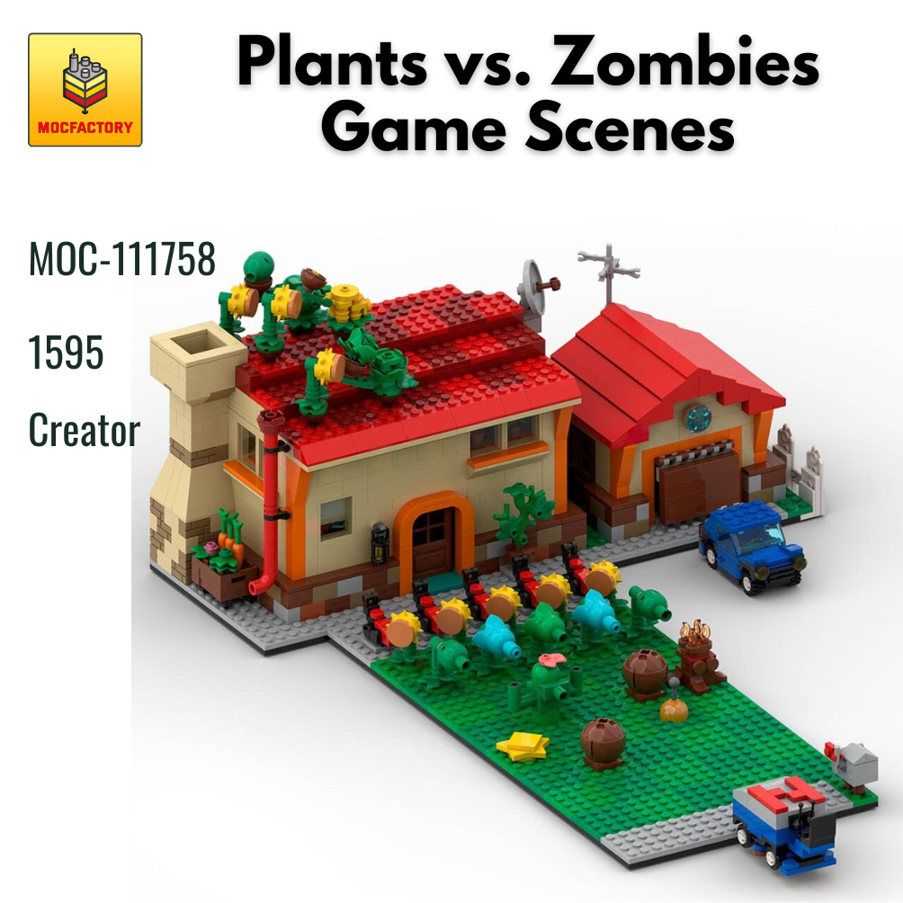 MOC-111758 Plants vs. Zombies Game Scenes With 1595 Pieces
