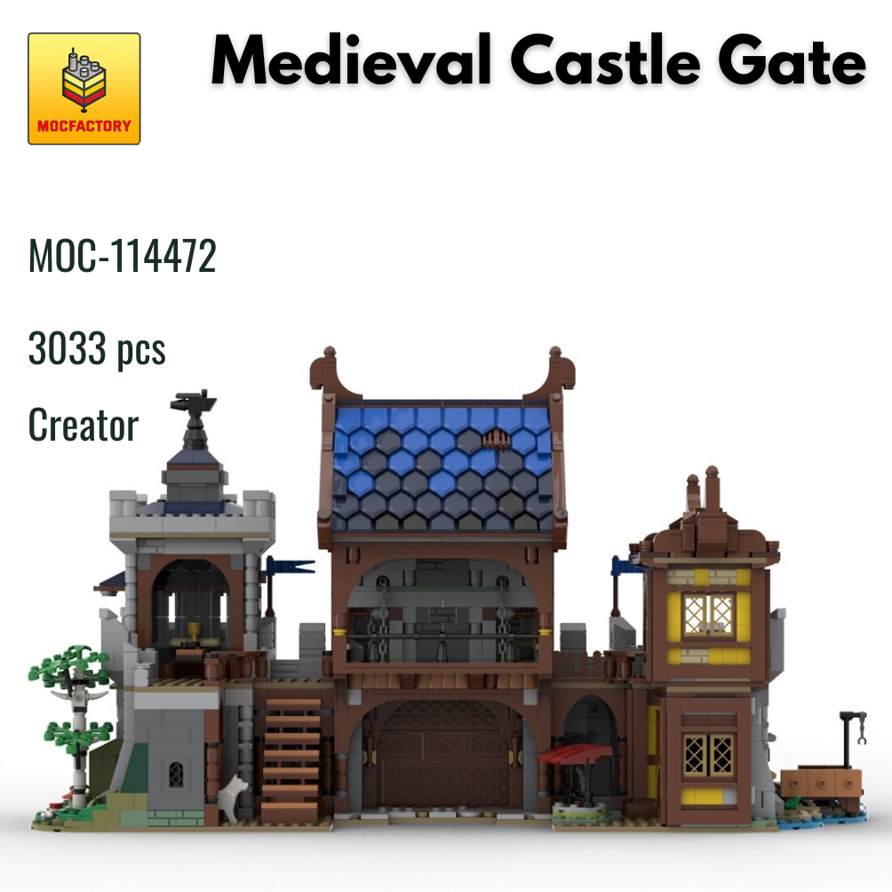 MOC-114472 Medieval Castle Gate With 3033 Pieces 