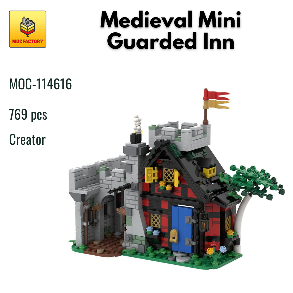 MOC-114616 Medieval Mini Guarded Inn With 769 Pieces