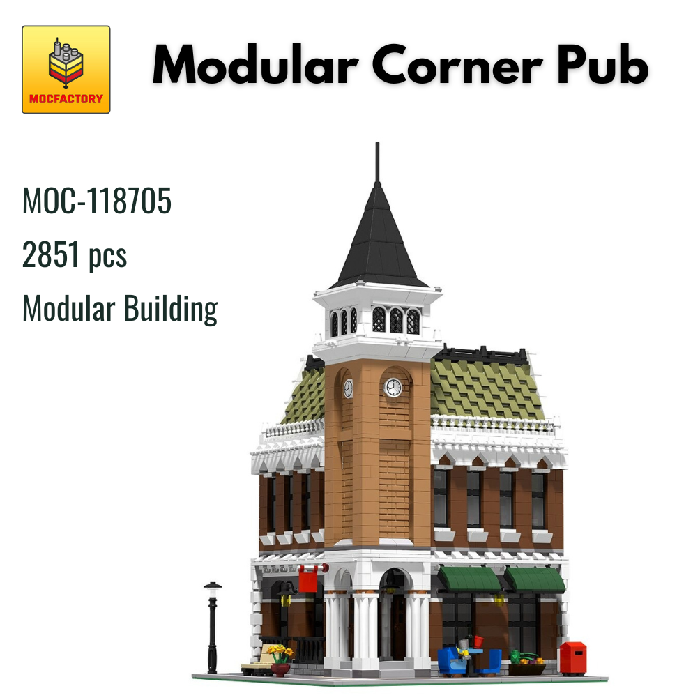 MOC-118705 Modular Corner Pub With 2851 Pieces