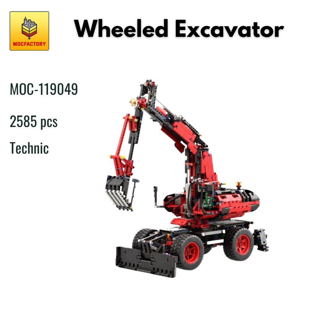 MOC-119049 Wheeled Excavator With 2585 Pieces