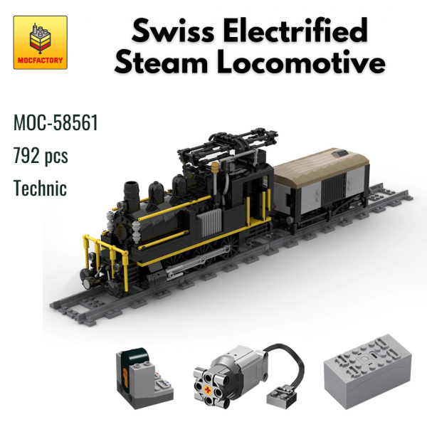 MOC 58561 Technic Swiss Electrified Steam Locomotive MOC FACTORY - MOULD KING