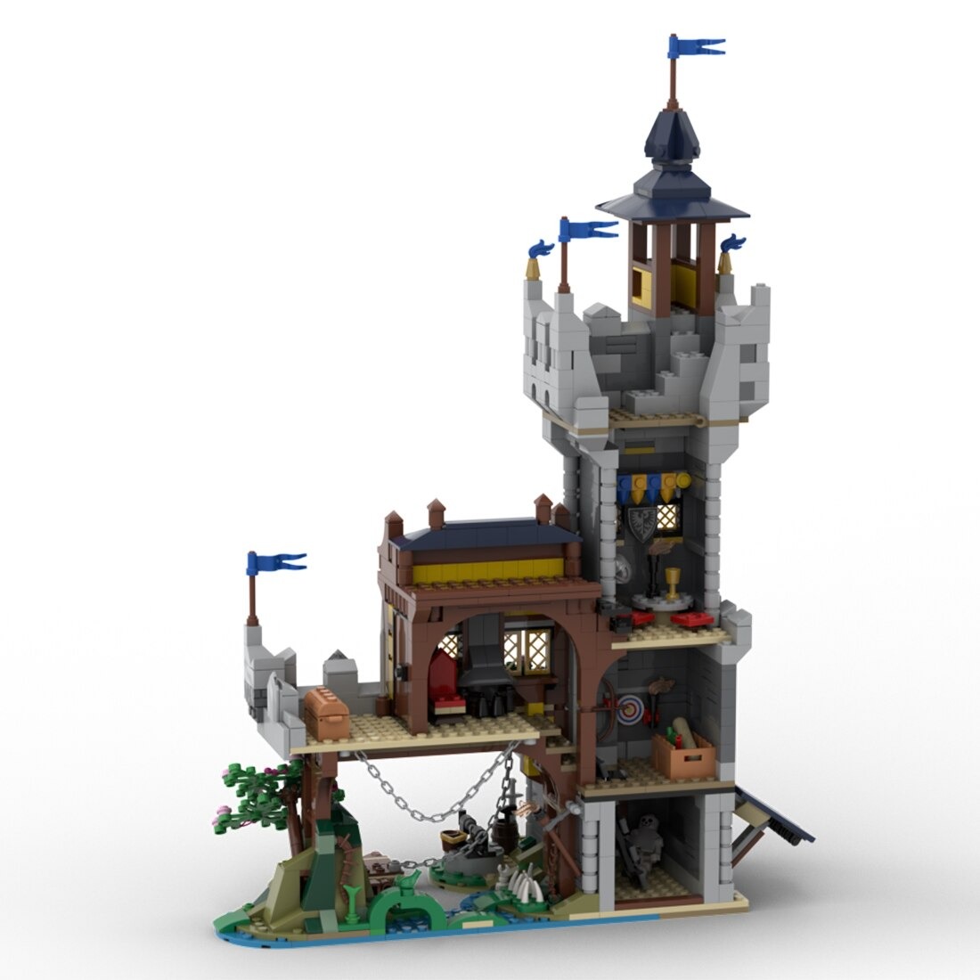 MOC-128084 Medieval River Outpost With 1239 Pieces
