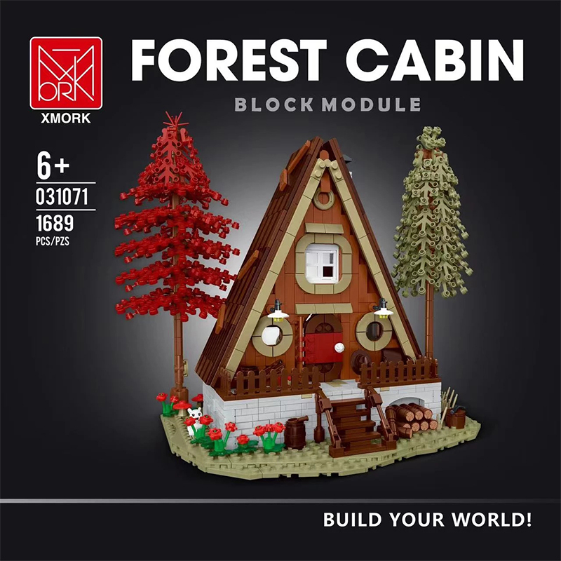Mork 031071 Forest Cabin: Triangular Log Cabin With 1689pcs