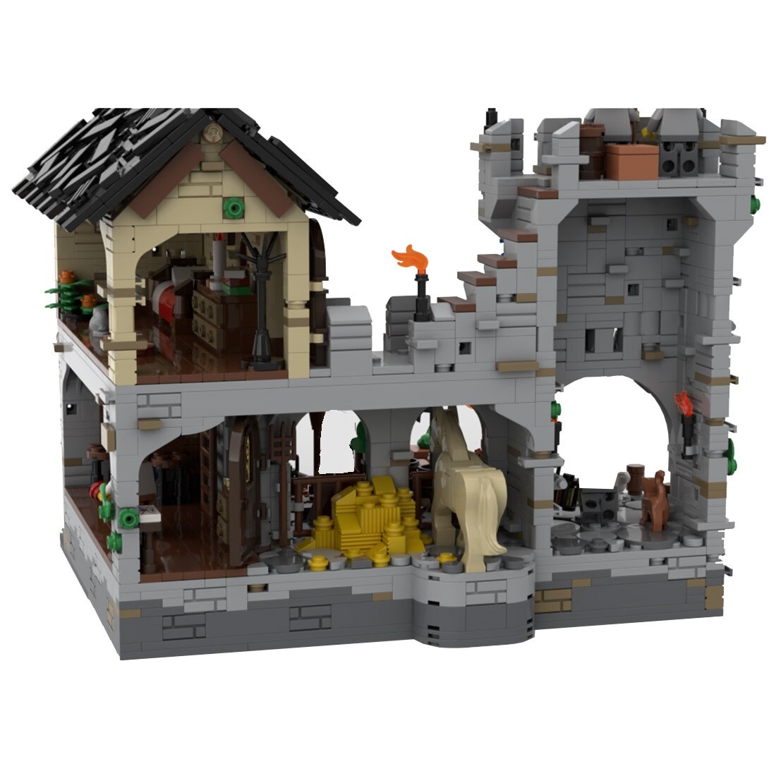 MOC-124794 Medieval Harbor Castle With 2053 Pieces