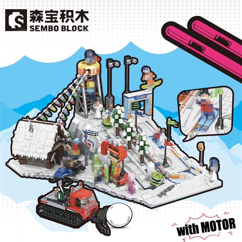 SEMBO 704000 Ski Keeping Sport Scene With 2128 Pieces