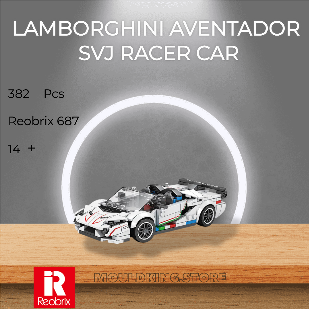 REOBRIX 687 Lamborghini Aventador SVJ Racer Car with 382 Pieces 