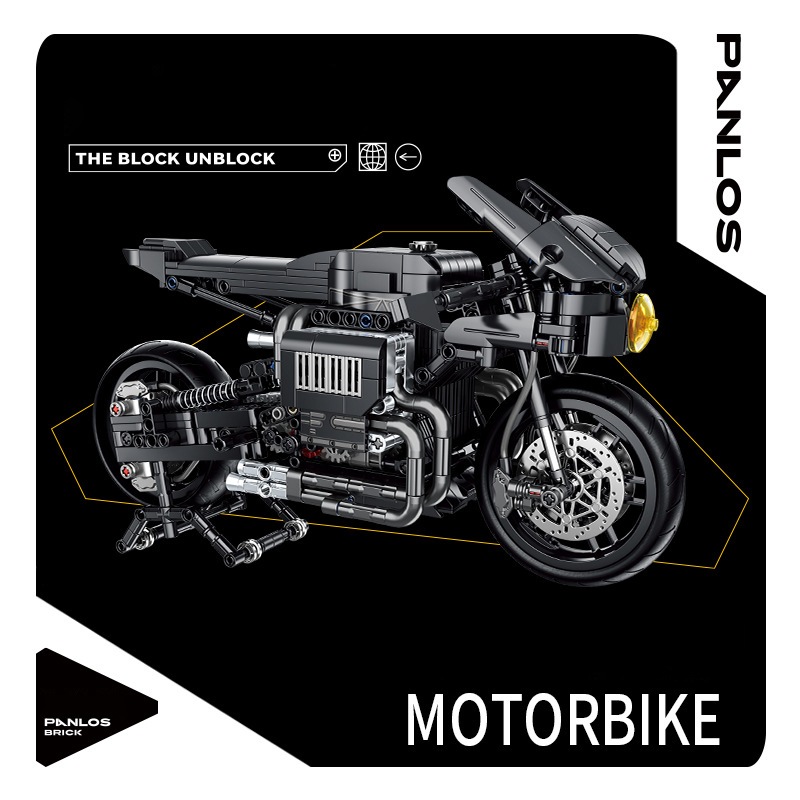 Panlos 672009 Black Bat Motorbike 5 - MOULD KING